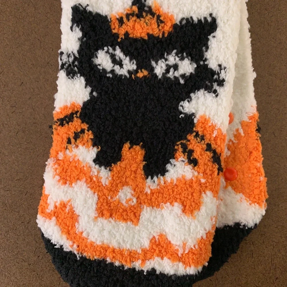 Old Navy Kids One Size Halloween Black Cat Graphic Cozy Socks 1 Pair NWT